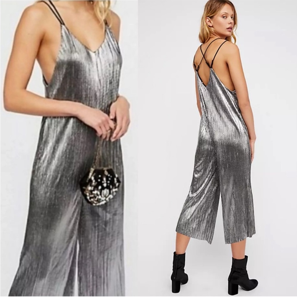 Free People Shimmering Silver Jumpsuit